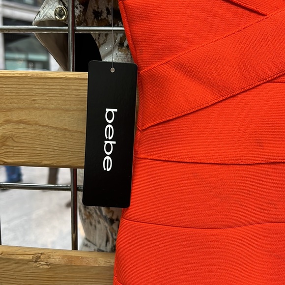 NWT,Bebe Classic Bandage V-Neck Midi Dress,cherry - Picture 11 of 17